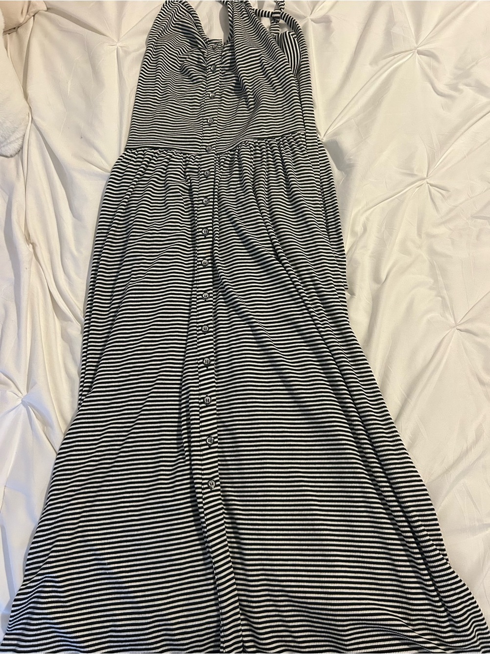 Free People Black & White Striped Backless Halter Maxi Dress NWOT - Picture 2 of 5